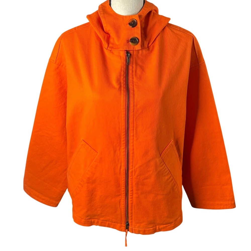 Peruvian Connection Orange Hoodie Mustard Coat Jacket Size‎ Small